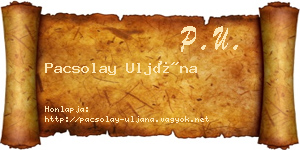 Pacsolay Uljána névjegykártya